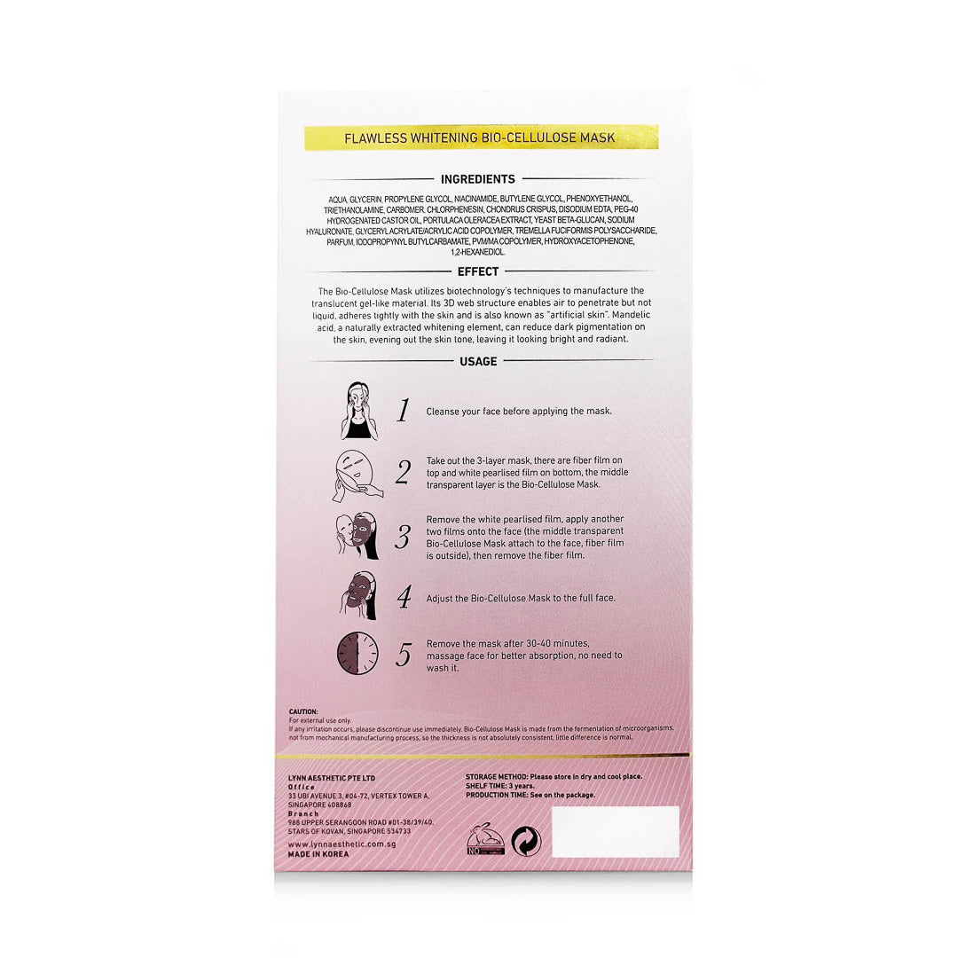 Mask — Bio Cellulose Flawless Whitening (Pink) 30g x 4pcs